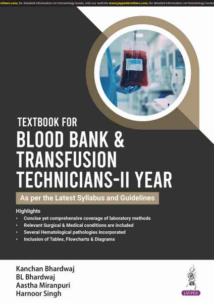  Textbook For Blood Bank & Transfusion Technicians II Year